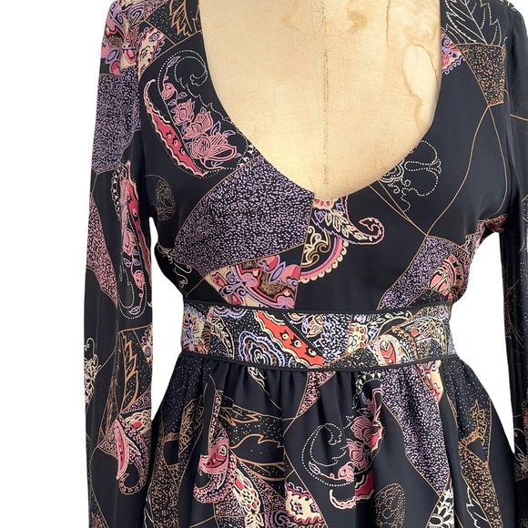 Elizabeth and James Silk Layered Asian Print Flowy Mini Dress sz 4 - Picture 7 of 7